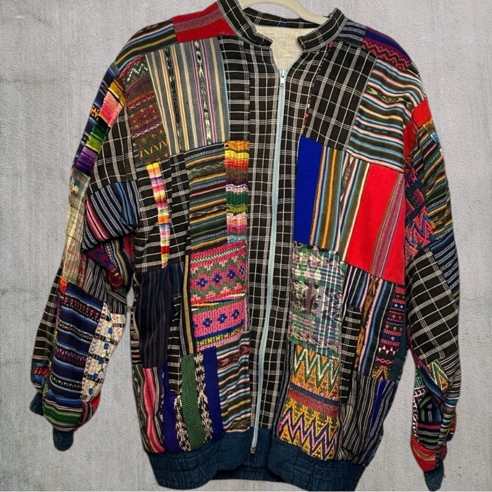 RARE Authentic Vintage 90s Mayan Patchwork Jacket Guatemala Unisex Size XL